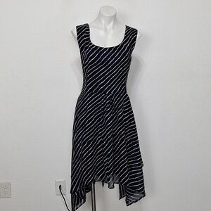 Diva Collection Blue White Nautical Fairy Stripe Asymmetrical Dress Size 2X